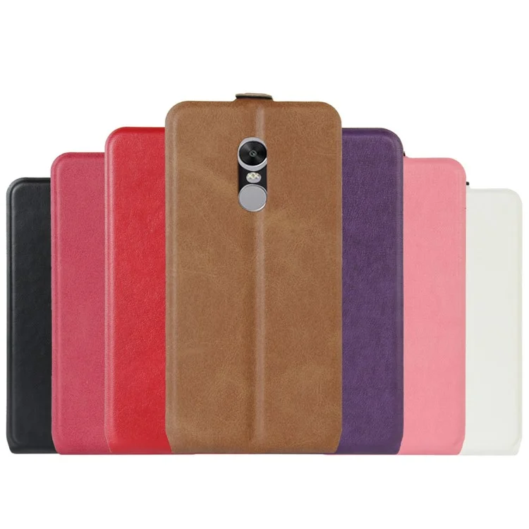 ID/Photo Slot Vertical Flip Crazy Horse Leather Case for Xiaomi Redmi Note 4X - Black