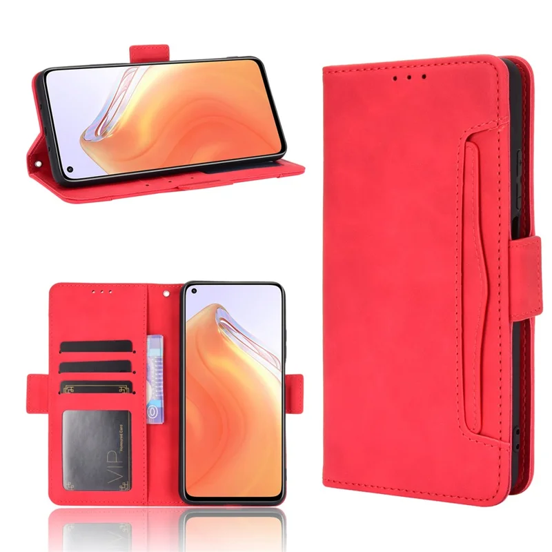 Кошелек-чехол для телефона с несколькими слотами для карт для Xiaomi Mi 10T 5G/Mi 10T Pro 5G/Redmi K30S - красный