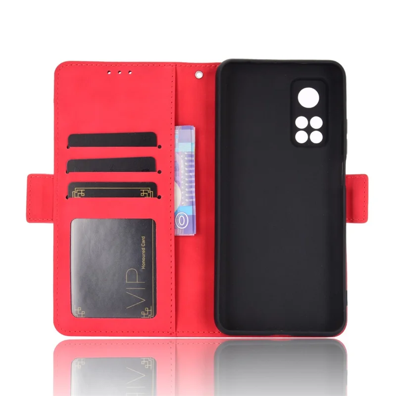 Кошелек-чехол для телефона с несколькими слотами для карт для Xiaomi Mi 10T 5G/Mi 10T Pro 5G/Redmi K30S - красный