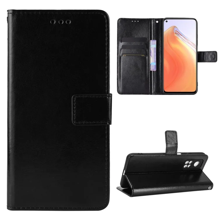 Crazy Horse Wallet Stand Leather Phone Shell for Xiaomi Mi 10T 5G/Mi 10T Pro 5G/Redmi K30S - Black