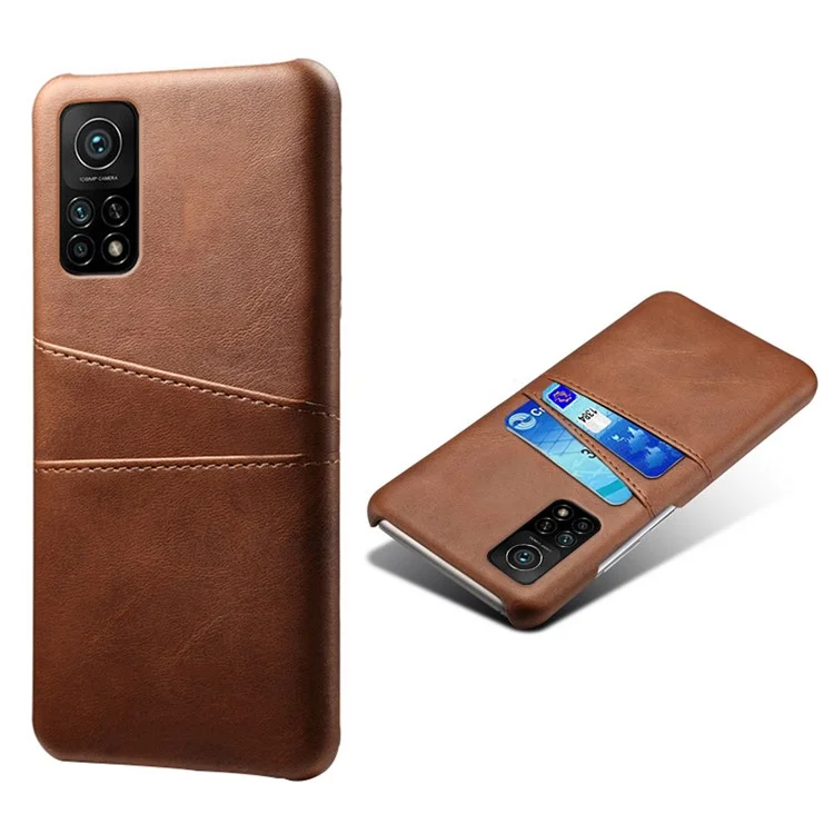 KSQ PU-Leder beschichteter Kunststoffhülle mit doppelten Kartenfächern für Xiaomi Mi 10T Pro 5G/Mi 10T 5G/Redmi K30S - Braun