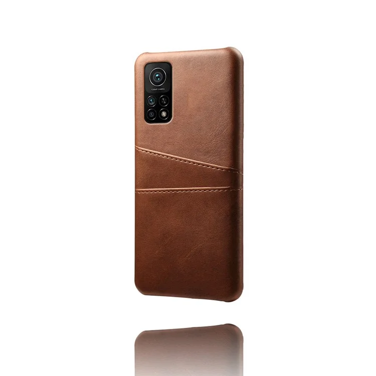 KSQ PU-Leder beschichteter Kunststoffhülle mit doppelten Kartenfächern für Xiaomi Mi 10T Pro 5G/Mi 10T 5G/Redmi K30S - Braun