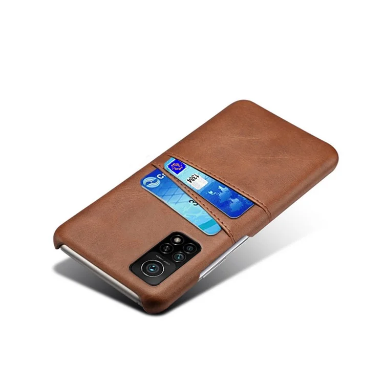 KSQ PU-Leder beschichteter Kunststoffhülle mit doppelten Kartenfächern für Xiaomi Mi 10T Pro 5G/Mi 10T 5G/Redmi K30S - Braun