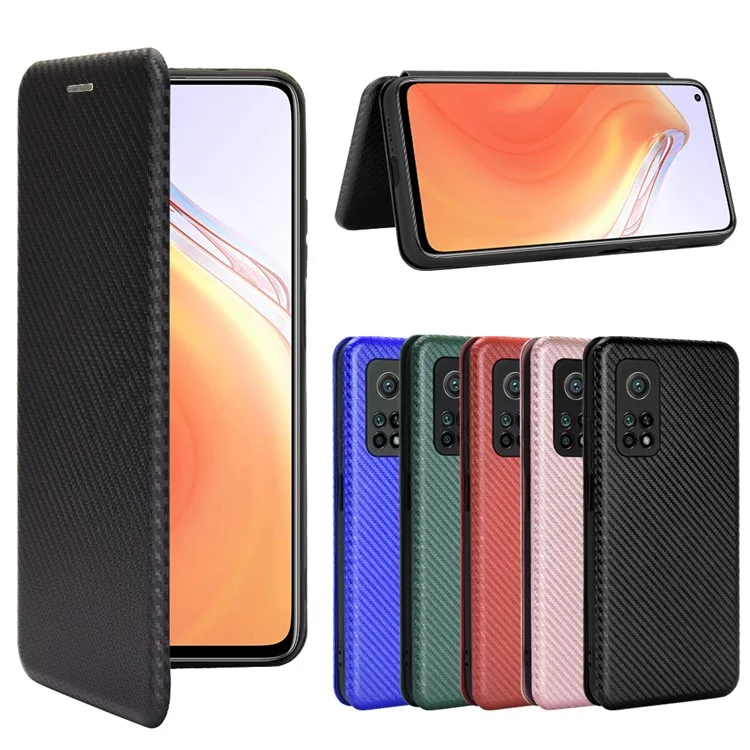 Kohlefaser Textur Automatisch Absorbiertes Lederfall Für Xiaomi Mi 10T 5G/10T Pro 5G/Redmi K30S Shell - Schwarz