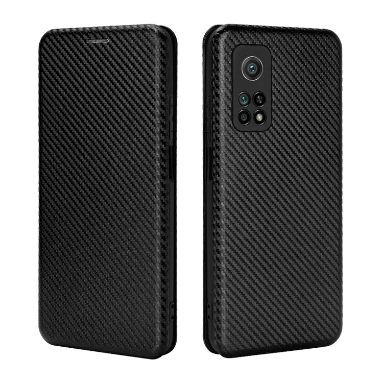 Carbon Fiber Texture Auto-absorbed Leather Case for Xiaomi Mi 10T 5G/10T Pro 5G/Redmi K30S Shell - Black