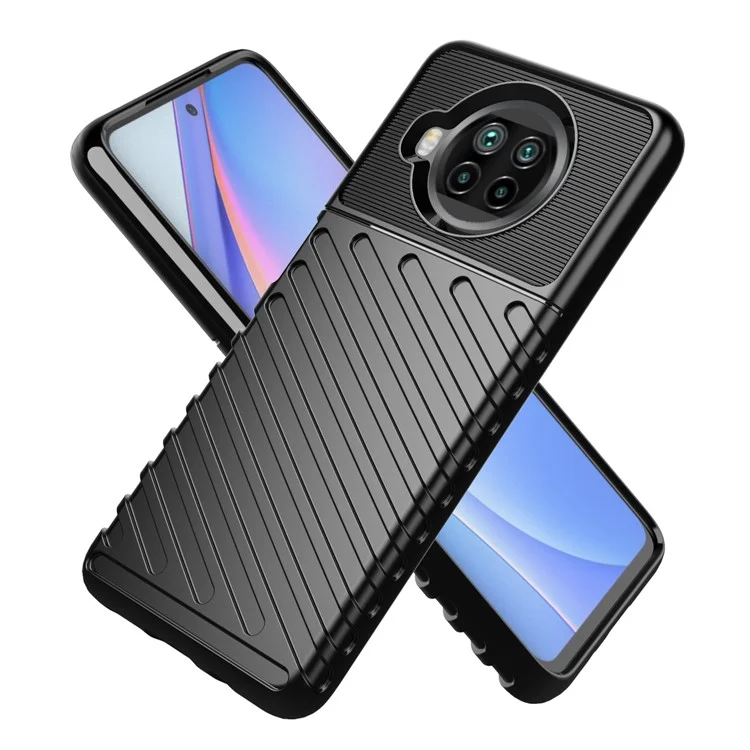 Funda de cáscara TPU con textura de satén de la serie Thunder para Xiaomi Mi 10T Lite 5G/Redmi Note 9 Pro 5G/Mi 10i 5G/Redmi Note 9 Pro 5G - Negro
