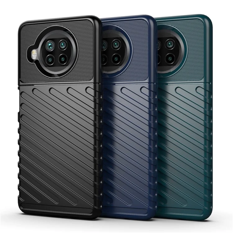 Funda de cáscara TPU con textura de satén de la serie Thunder para Xiaomi Mi 10T Lite 5G/Redmi Note 9 Pro 5G/Mi 10i 5G/Redmi Note 9 Pro 5G - Negro