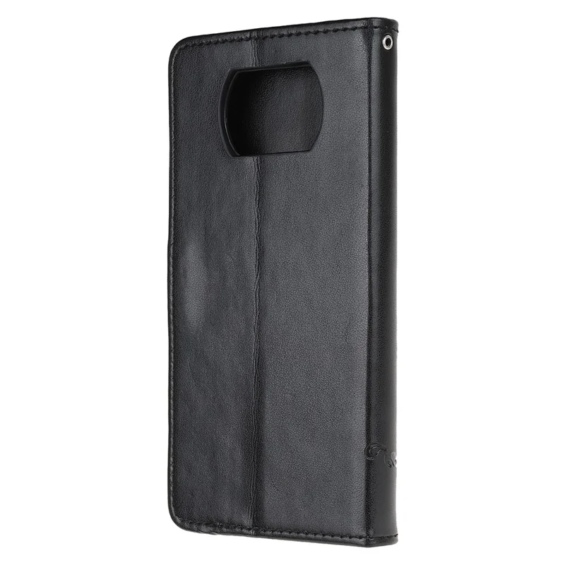 Protetor de Telefone de Couro de Flor e Borboleta Duplamente Elegante Para Xiaomi Poco X3/poco X3 Nfc - Preto