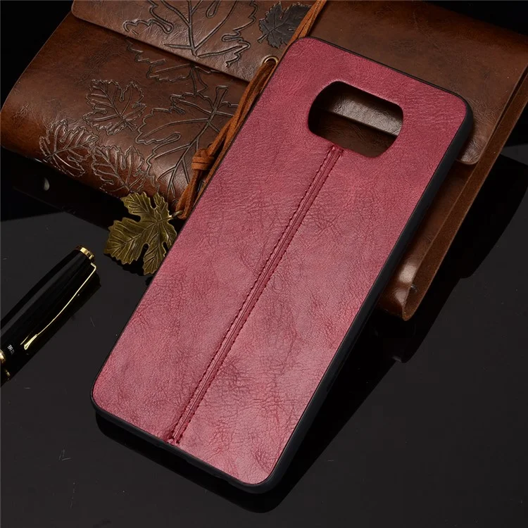 PU Leather Coated PC + TPU Hybrid Case for Xiaomi Poco X3 NFC / Poco X3 - Red