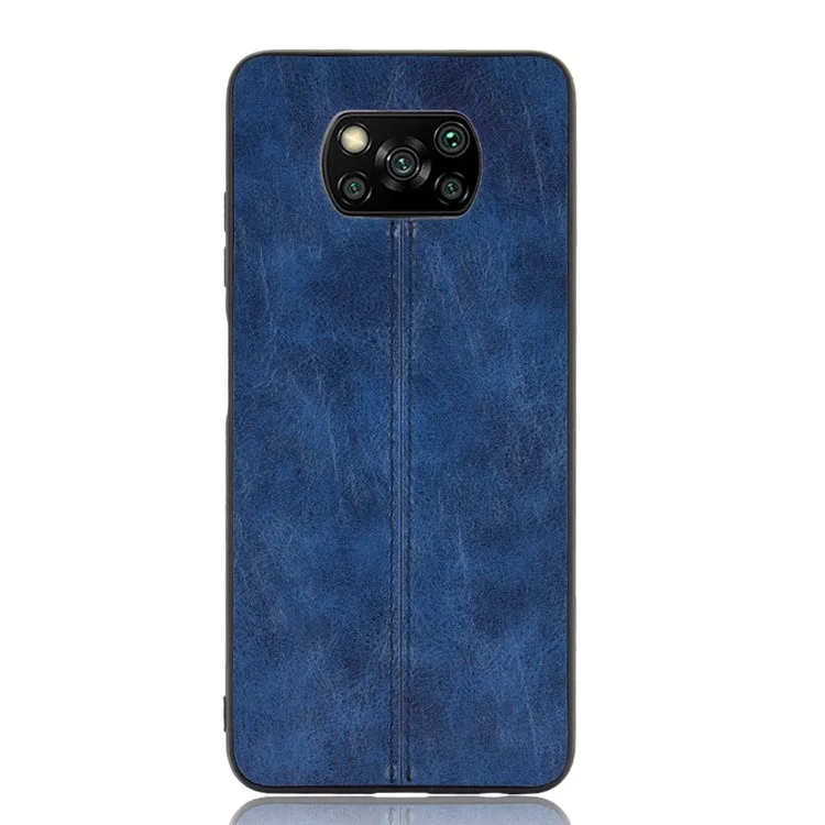 PC Recubierta de Cuero PU + TPU Hybrid Case Para Xiaomi Poco X3 NFC / Poco X3 - Azul