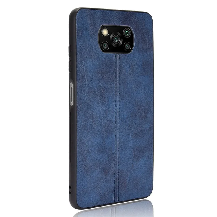 PC Recubierta de Cuero PU + TPU Hybrid Case Para Xiaomi Poco X3 NFC / Poco X3 - Azul