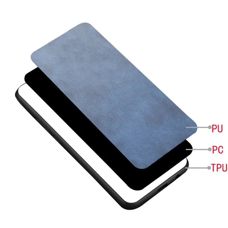 PC Recubierta de Cuero PU + TPU Hybrid Case Para Xiaomi Poco X3 NFC / Poco X3 - Azul
