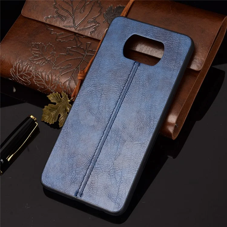 PC Recubierta de Cuero PU + TPU Hybrid Case Para Xiaomi Poco X3 NFC / Poco X3 - Azul