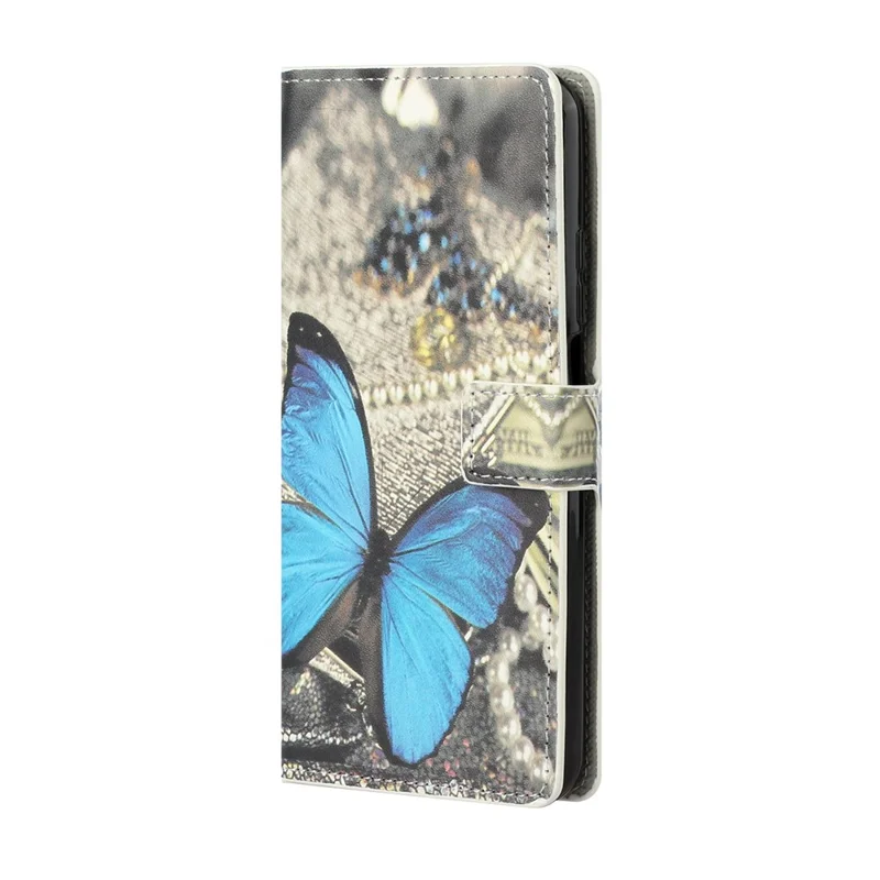 Pattern Printing PU Leather Wallet Stand Protector Cover for Xiaomi Mi 10T 5G/10T Pro 5G/Redmi K30S - Blue Butterfly