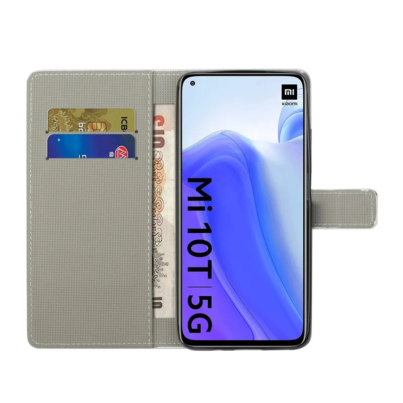 Pattern Printing PU Leather Wallet Stand Protector Cover for Xiaomi Mi 10T 5G/10T Pro 5G/Redmi K30S - Blue Butterfly
