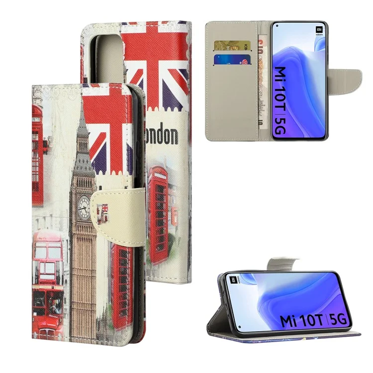 Muster Druckkreuzstextur Leder Brieftasche Für Xiaomi Mi 10T 5G/10T Pro 5G/Redmi K30S Shell - Londoner Elemente