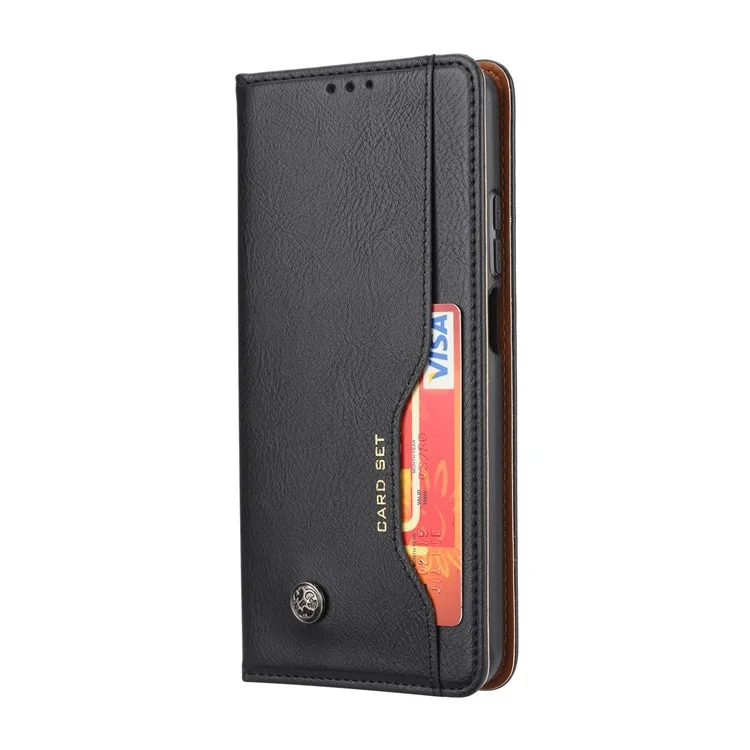 Capa De Couro Magnético Carteira Stand Thone Shell Com Carteira Interna E Suporte De Cartão Externo Para Xiaomi Mi 10T Lite 5G / Redmi Nota 9 Pro 5G / Mi 10i 5G - Preto