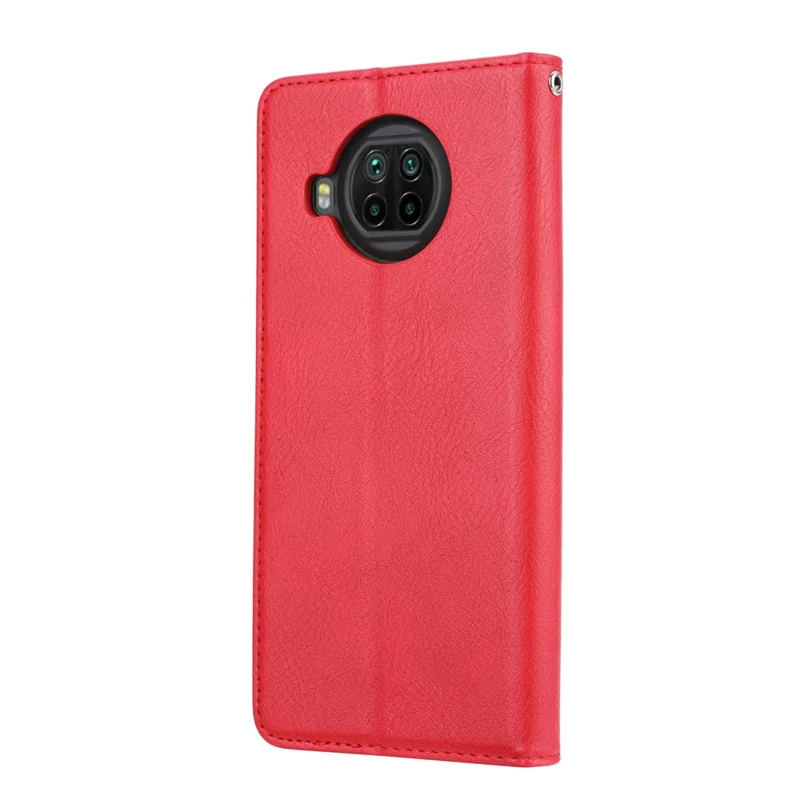 Magnetic Leather Cover Wallet Stand Phone Shell with Inner Wallet and Outer Card Holder for Xiaomi Mi 10T Lite 5G/Redmi Note 9 Pro 5G/Mi 10i 5G - Red