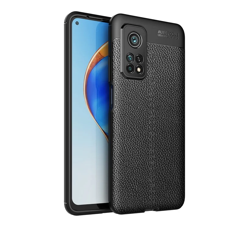 Litchi Textur Soft TPU -mobiltelefonabdeckung Für Xiaomi Mi 10t Pro 5g / Mi 10t 5g / Redmi K30s - Schwarz