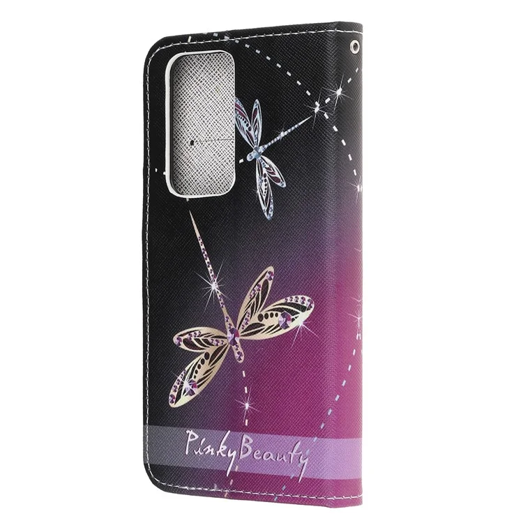 Cross Texture Pattern Printing Leather Wallet Stand Cover with Strap for 	Xiaomi Mi 10T 5G / Mi 10T Pro 5G/Redmi K30S - Dragonfly