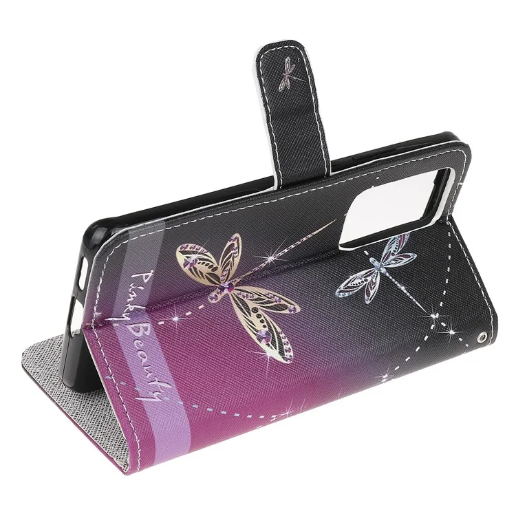 Cross Texture Pattern Printing Leather Wallet Stand Cover with Strap for 	Xiaomi Mi 10T 5G / Mi 10T Pro 5G/Redmi K30S - Dragonfly