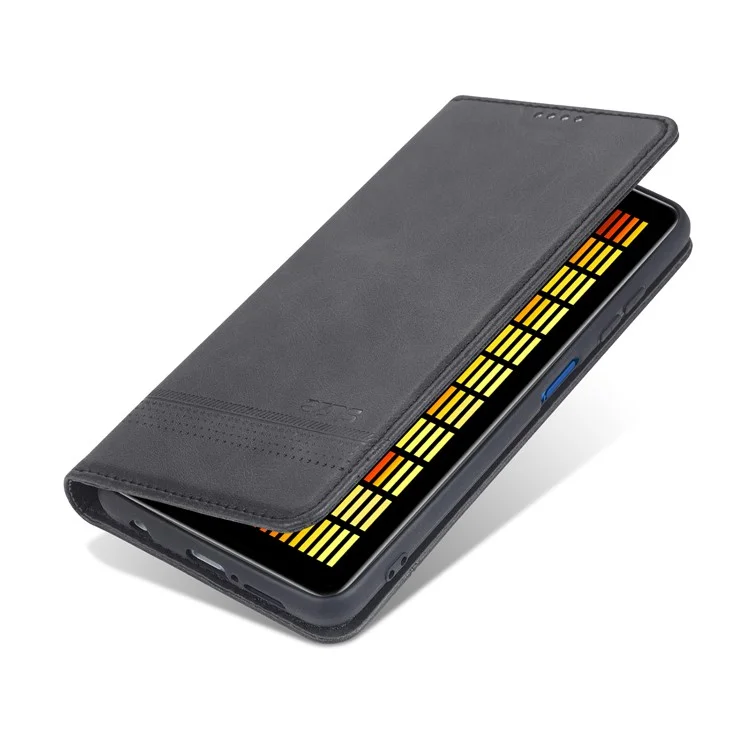 AZNS Auto-Absorbed Ledergeldbörse Ständer Schutzhülle für Xiaomi Poco X3/Poco X3 NFC - Schwarz