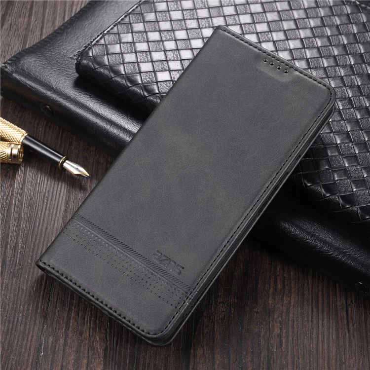 AZNS Auto-Absorbed Ledergeldbörse Ständer Schutzhülle für Xiaomi Poco X3/Poco X3 NFC - Schwarz