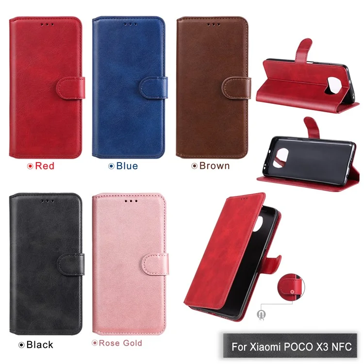 Nueva Llegada Classic Flip Leather Wallet Stand Funda Para Teléfono Para Xiaomi Poco X3 / Poco X3 NFC - Negro