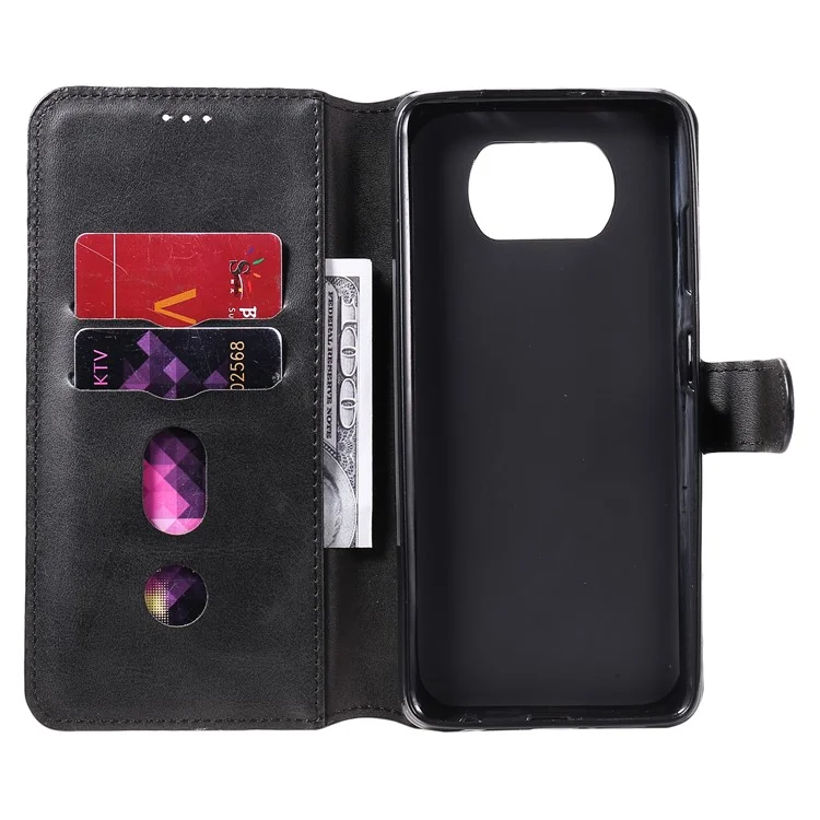 New Arrival Classic Flip Leather Wallet Stand Phone Case for Xiaomi Poco X3/Poco X3 NFC - Black