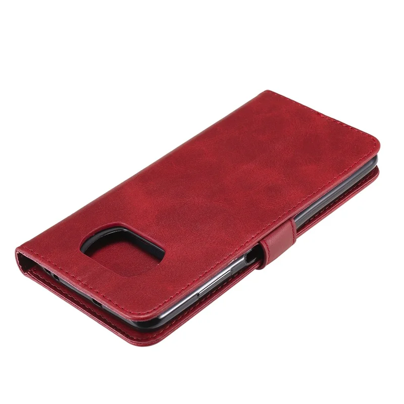 Zipper Pocket Leather Wallet Stand Case for Xiaomi Poco X3 / Poco X3 NFC - Red