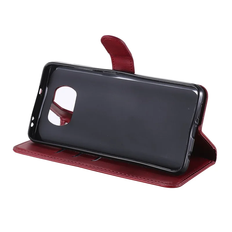 Zipper Pocket Leather Wallet Stand Case for Xiaomi Poco X3 / Poco X3 NFC - Red