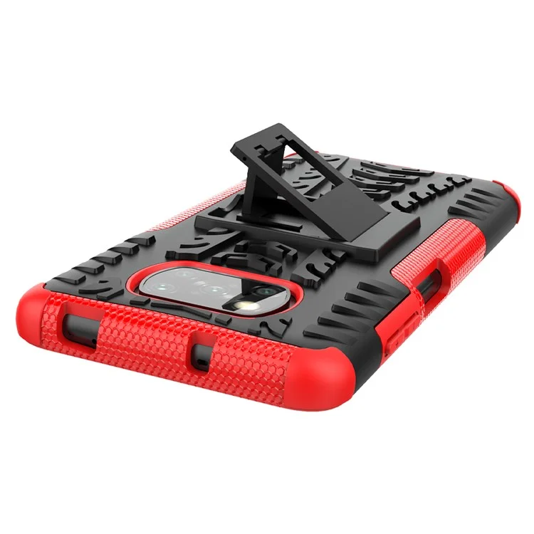 Cool Tire PC + TPU Hybrid -hülle Für Xiaomi Poco X3/poco X3 NFC Kickstand Cover - Rot