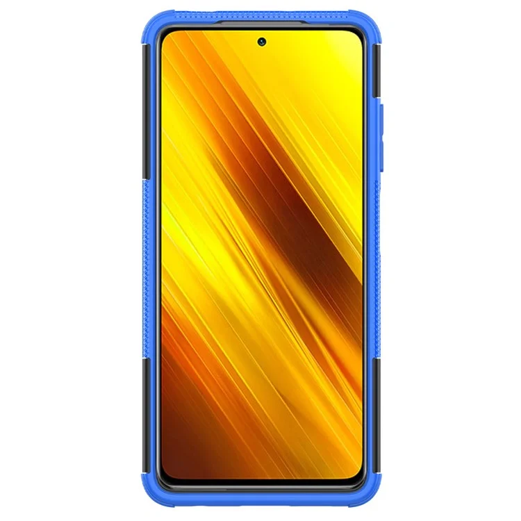 Cool Tyre PC + TPU Hybrid Case for Xiaomi Poco X3/Poco X3 NFC Kickstand Cover - Blue