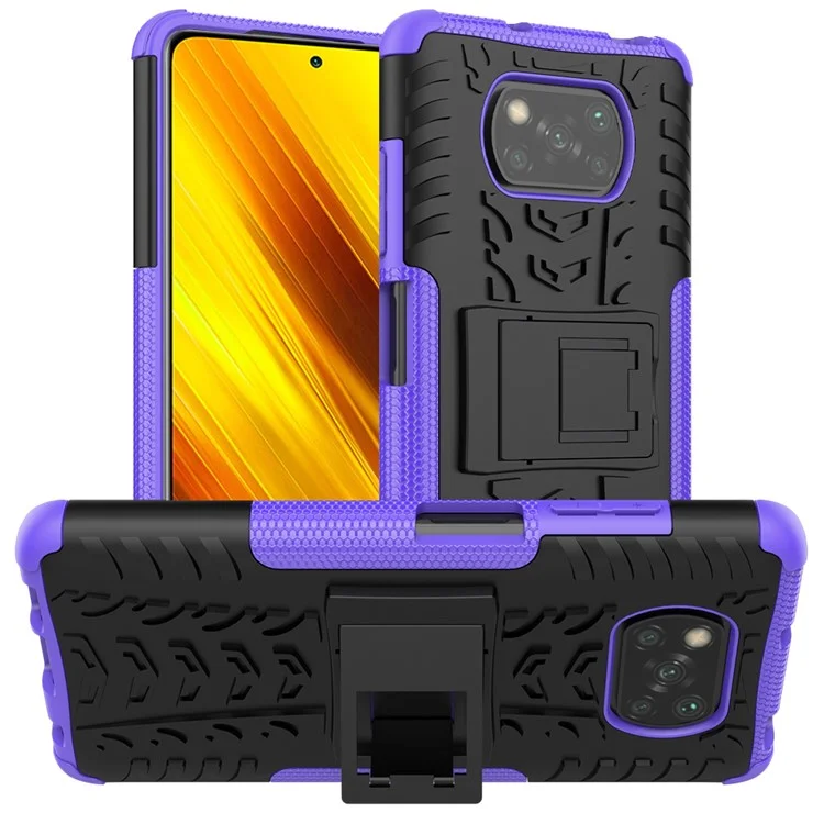 Крутой гибридный чехол PC + TPU для Xiaomi Poco X3/Poco X3 NFC с подставкой - Фиолетовый