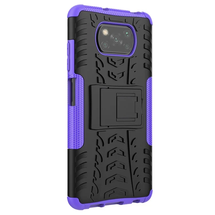 Cool Tire PC + TPU Hybrid -hülle Für Xiaomi Poco X3/poco X3 NFC Kickstand Cover - Violett