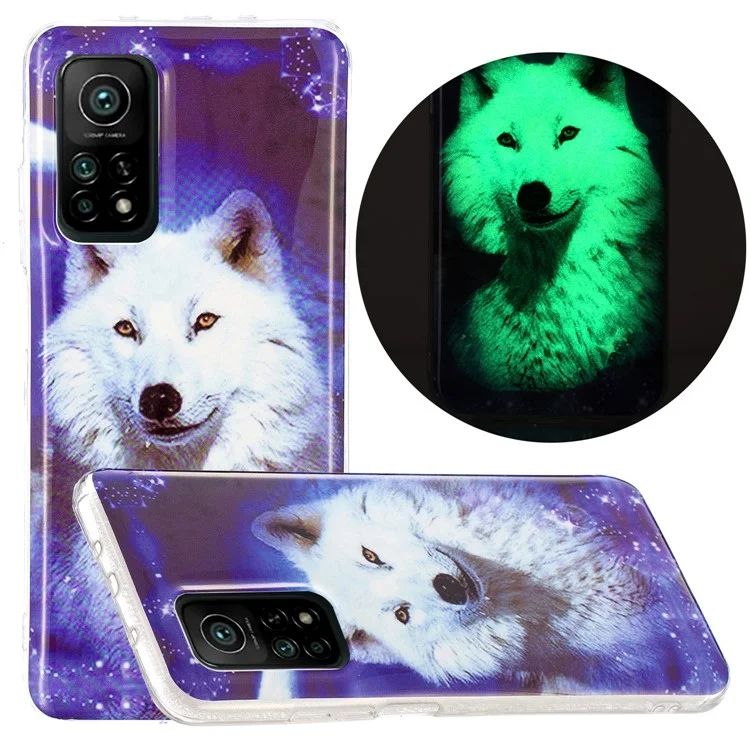 Noctilucent Patterned IMD for Xiaomi Mi 10T Pro 5G/10T 5G/Redmi K30S TPU Case - White Wolf