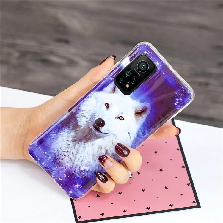 Noctilucent Patterned IMD for Xiaomi Mi 10T Pro 5G/10T 5G/Redmi K30S TPU Case - White Wolf