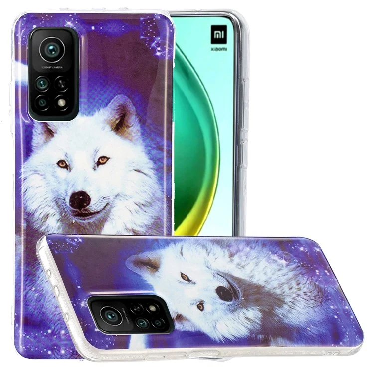Noctilucent Patterned IMD for Xiaomi Mi 10T Pro 5G/10T 5G/Redmi K30S TPU Case - White Wolf