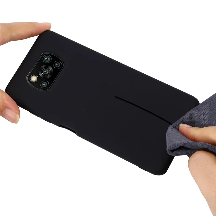Housse de protection en silicone liquide avec sangle pour Xiaomi Poco X3/X3 NFC - Noir