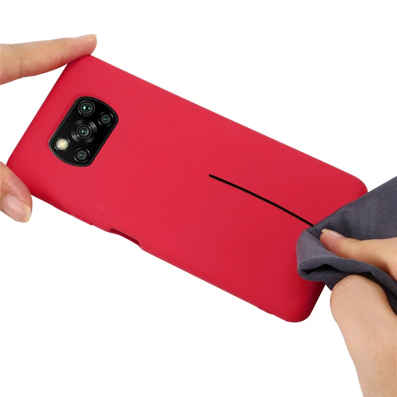 Osłona ochronna z miękkiego silikonu z paskiem dla Xiaomi Poco X3/X3 NFC - Czerwony