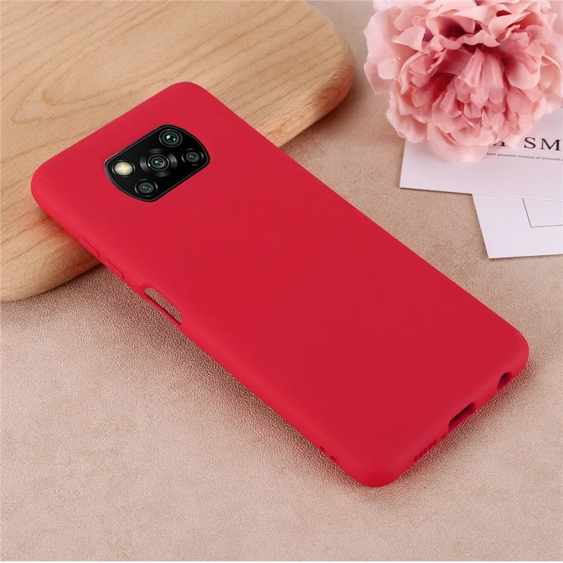 Osłona ochronna z miękkiego silikonu z paskiem dla Xiaomi Poco X3/X3 NFC - Czerwony