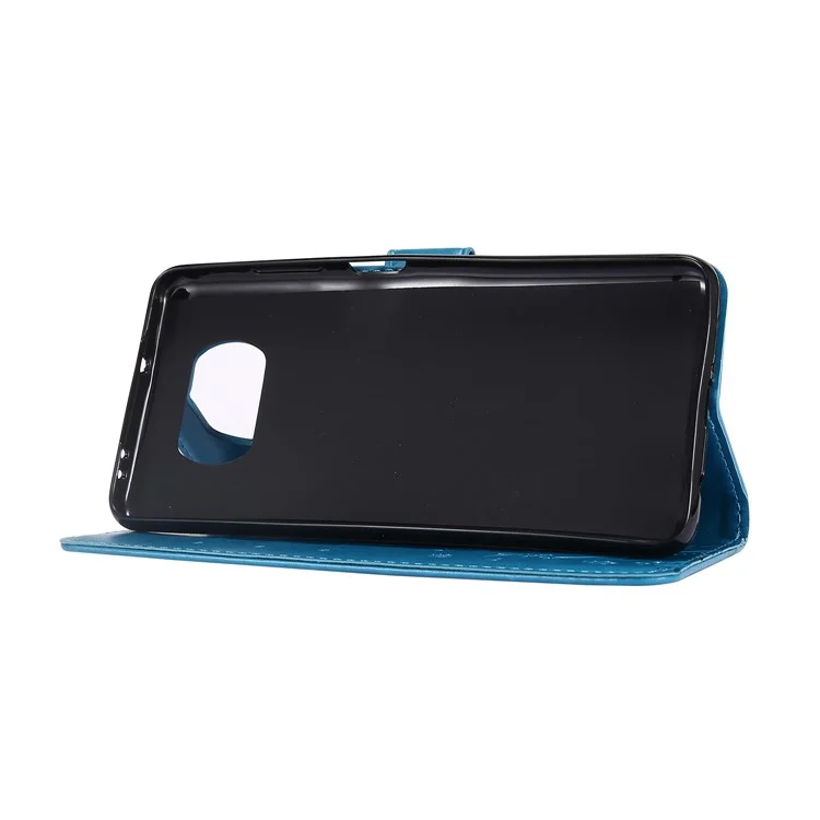 Impresión de Estuche de Cuero de Flor de Mariposa Con Correa Para Xiaomi Poco X3 NFC / Poco X3 - Azul