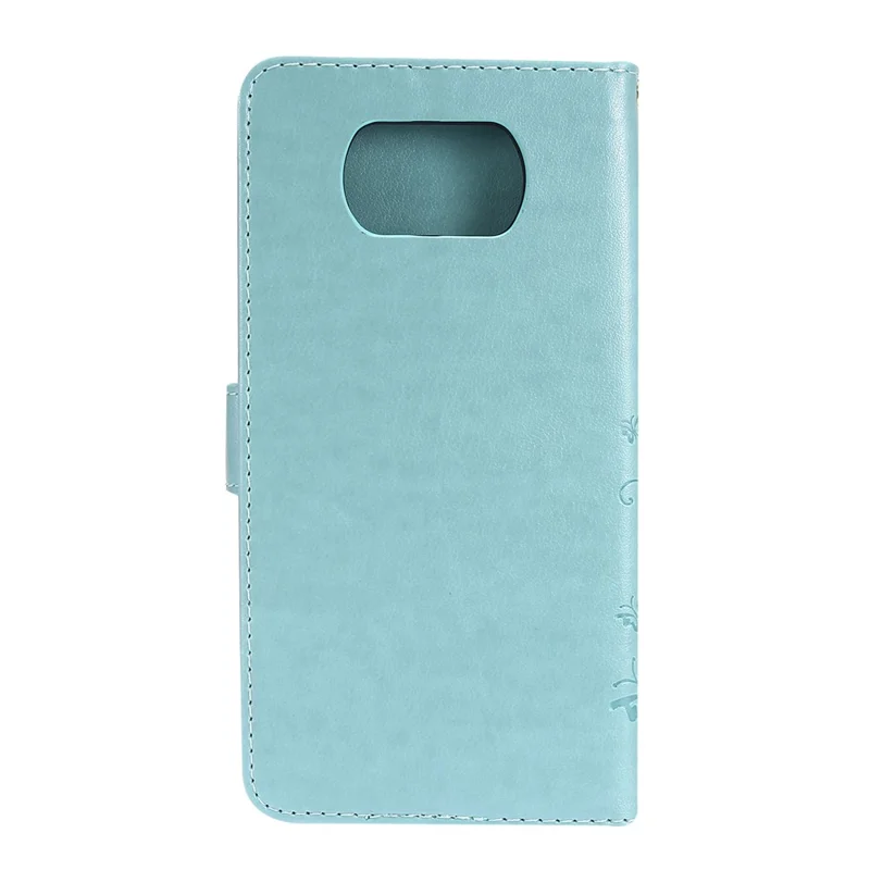Imprint Butterfly Flower Leather Case with Strap for Xiaomi Poco X3 NFC / Poco X3 - Green