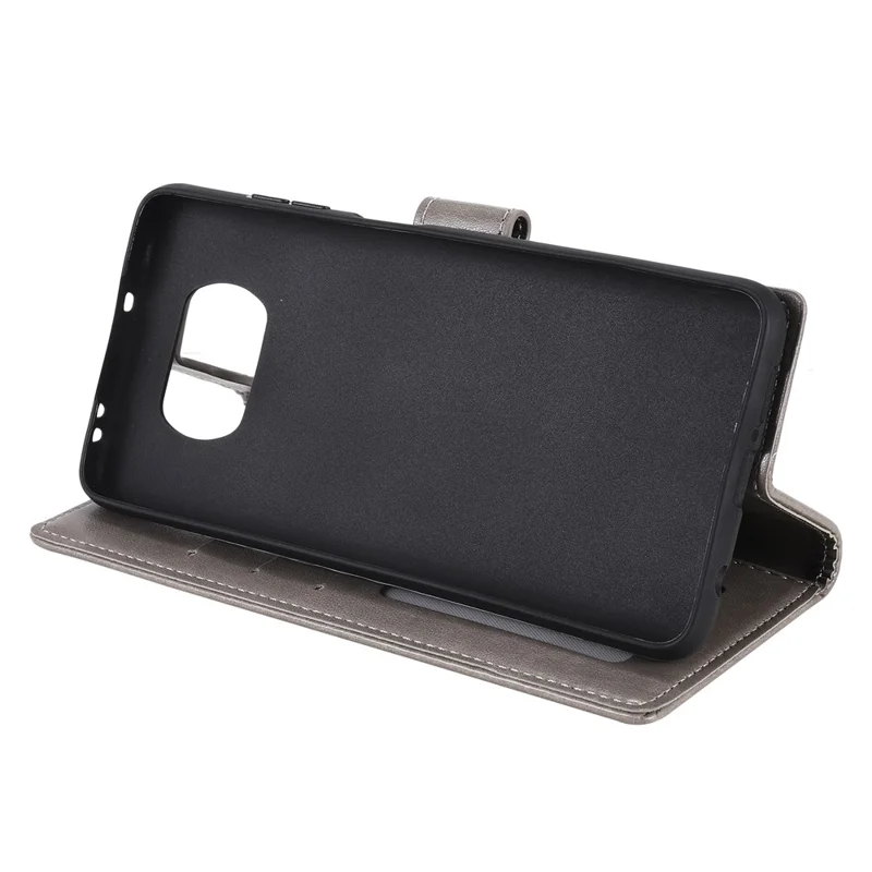 Imprinted Mandala Flower Wallet Leather Case with Strap for Xiaomi Poco X3 NFC / Poco X3 / X3 pro - Grey