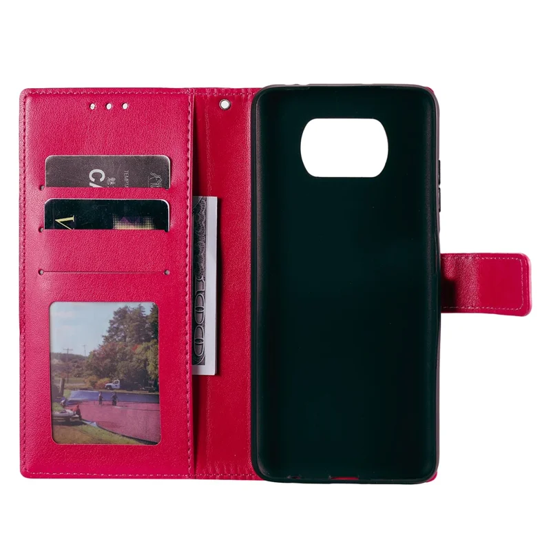 Imprinted Mandala Flower Wallet Leather Case with Strap for Xiaomi Poco X3 NFC / Poco X3 / X3 pro - Rose