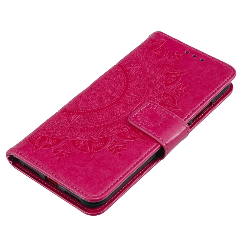 Imprinted Mandala Flower Wallet Leather Case with Strap for Xiaomi Poco X3 NFC / Poco X3 / X3 pro - Rose