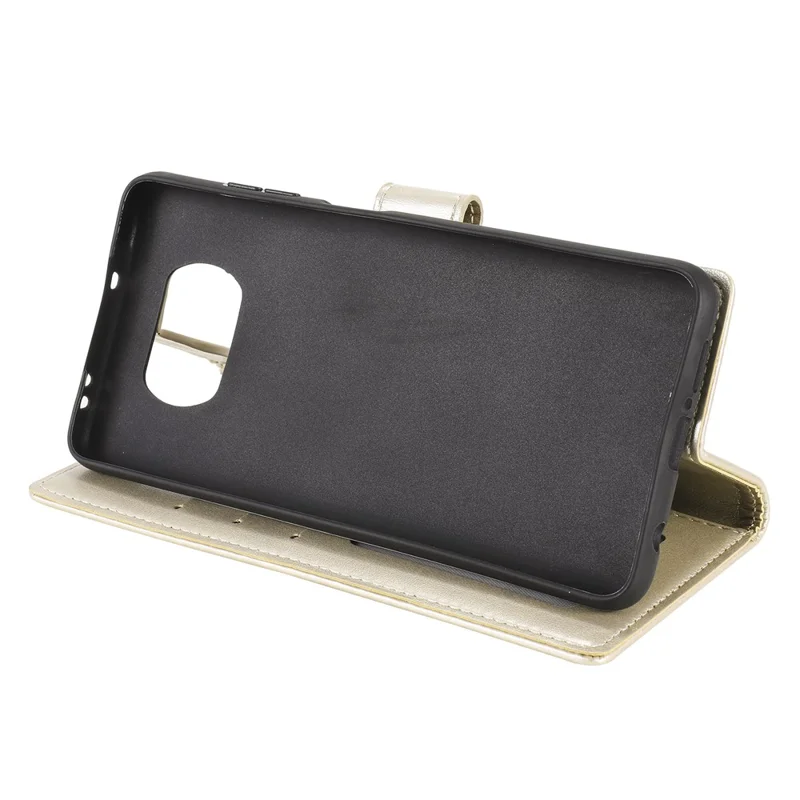 Imprinted Mandala Flower Wallet Leather Case with Strap for Xiaomi Poco X3 NFC / Poco X3 / X3 pro - Gold