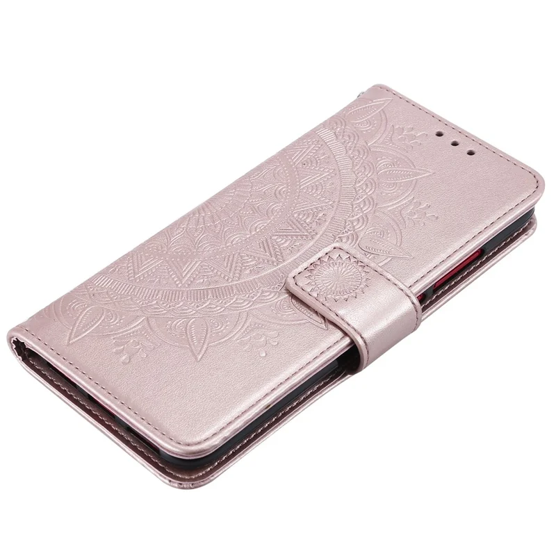 Étui en Cuir de Portefeuille de Fleurs Mandala Imprimé Avec Sangle Pour Xiaomi Poco X3 NFC / Poco X3 / X3 pro - or Rose