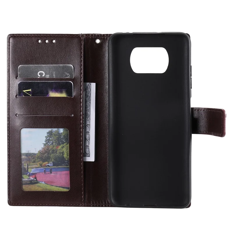 Imprinted Mandala Flower Wallet Leather Case with Strap for Xiaomi Poco X3 NFC / Poco X3 / X3 pro - Brown