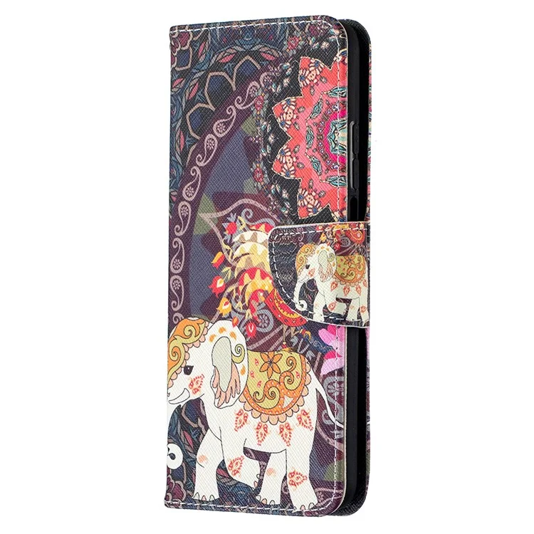 Motif D'impression de Portefeuille en Cuir Coque de Protection Pour Xiaomi Mi 10t 5G / mi 10T Pro 5G / Redmi K30S - Éléphant et Fleur